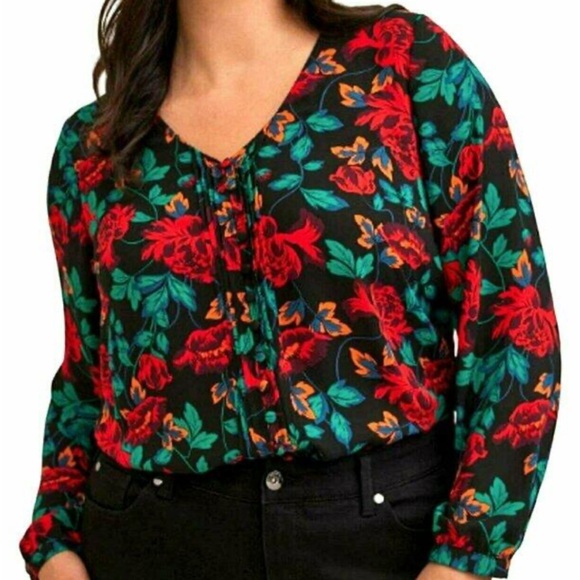 torrid Tops - Torrid Georgette Pintuck Button-Front Blouse Plus Size 1X